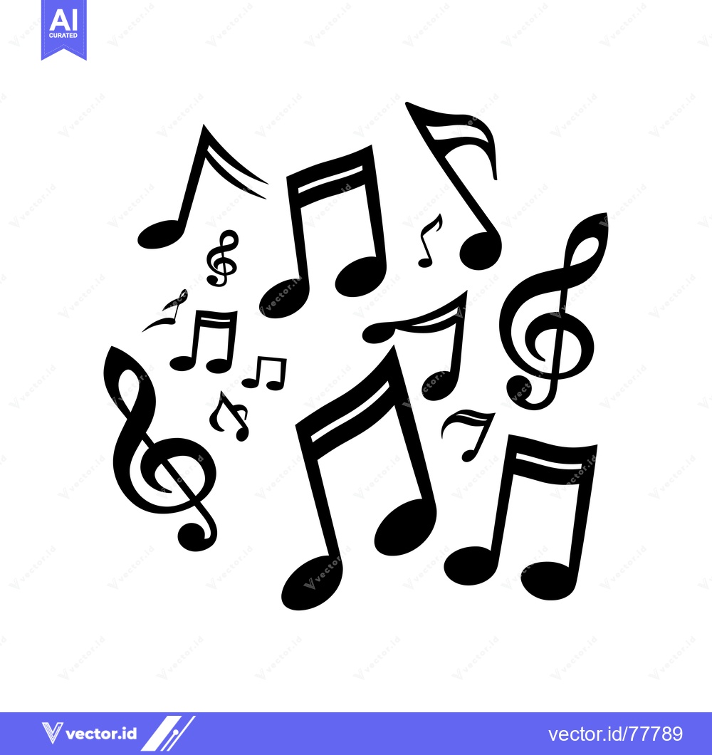 Premium Vector of Black and White Musical Notes on a White Background