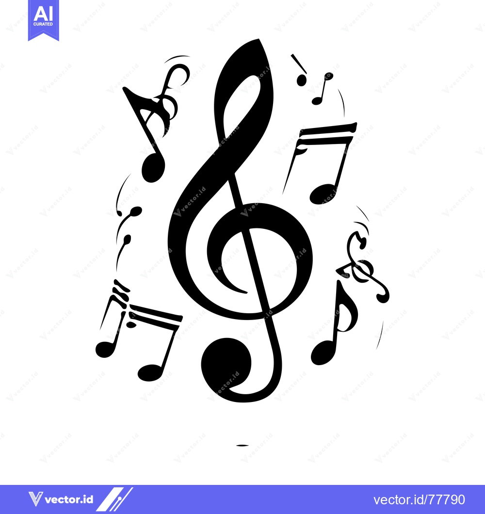 Premium Vector of A Treble Clef Surrounded by Musical Notes