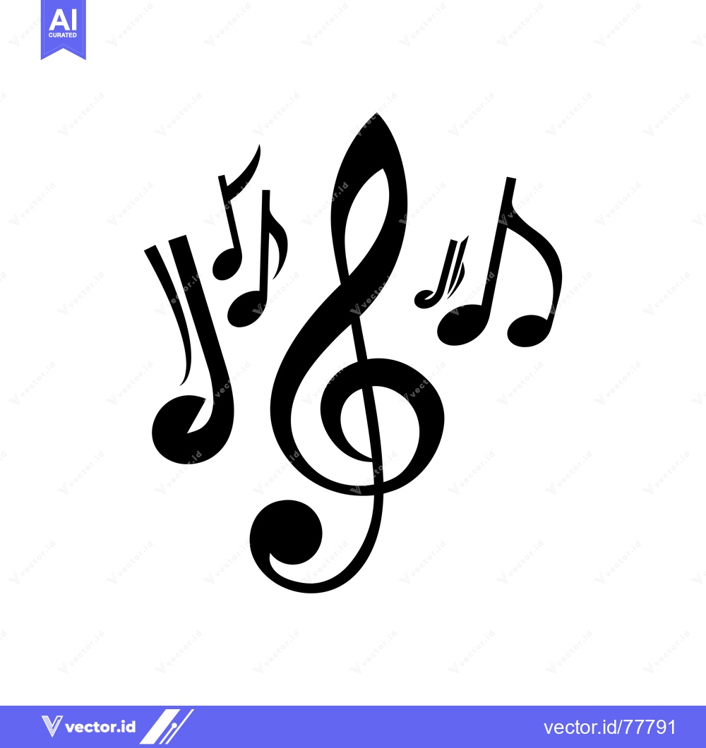 Premium Vector dari Treble Clef and Music Notes on a White Background