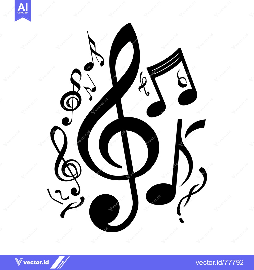 Premium Vector dari Treble Clef Surrounded by Multiple Music Notes