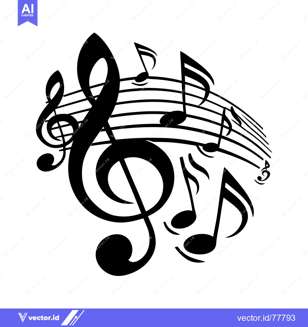 Premium Vector dari Treble Clef and Music Notes on Staff