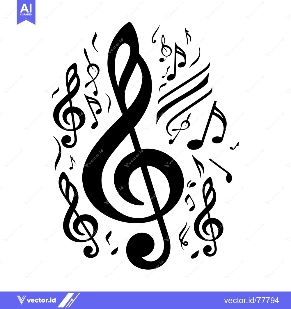 Premium Vector dari A Treble Clef Surrounded by Musical Notes