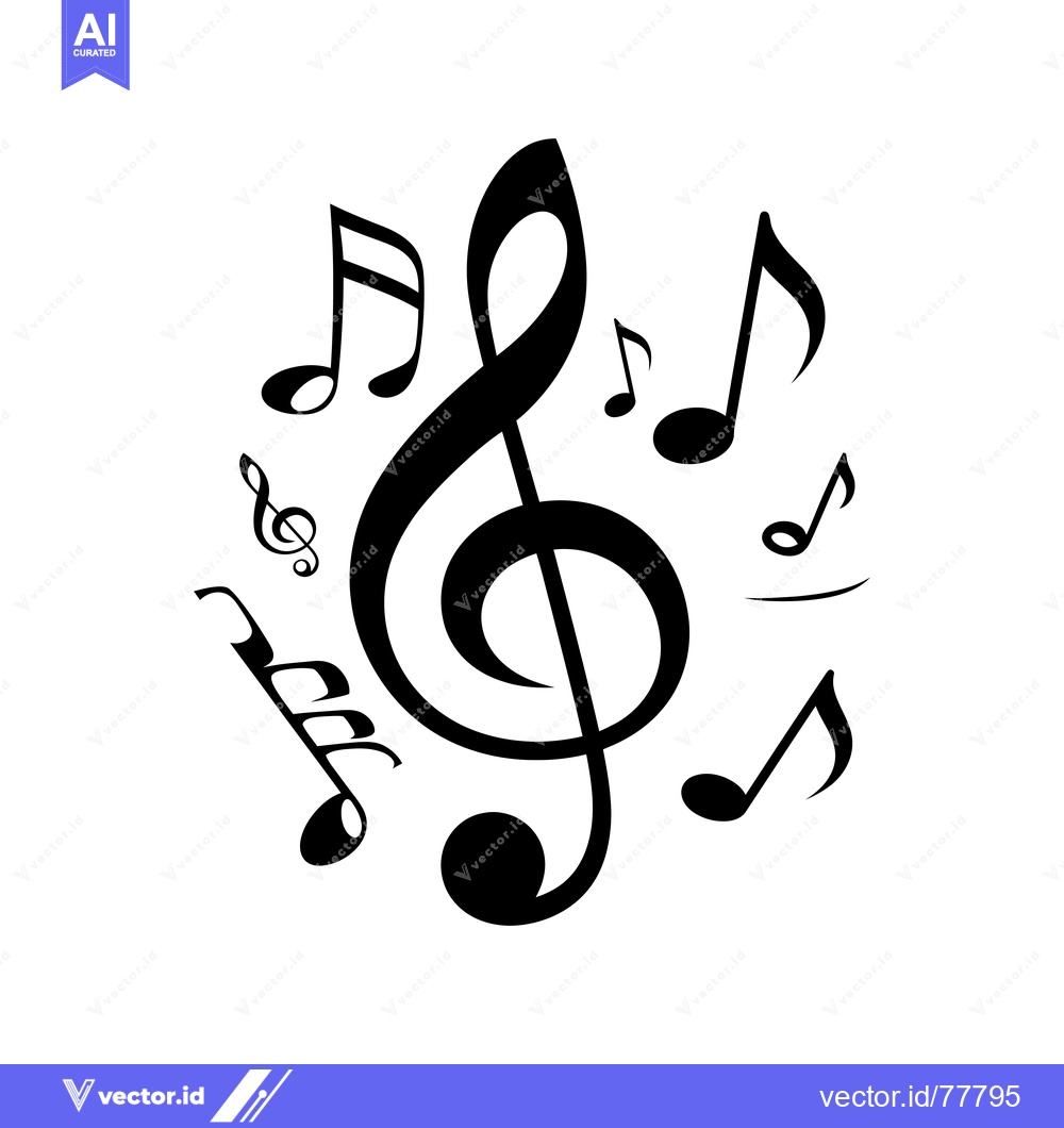 Premium Vector dari Treble Clef with Multiple Musical Notes Surrounding It