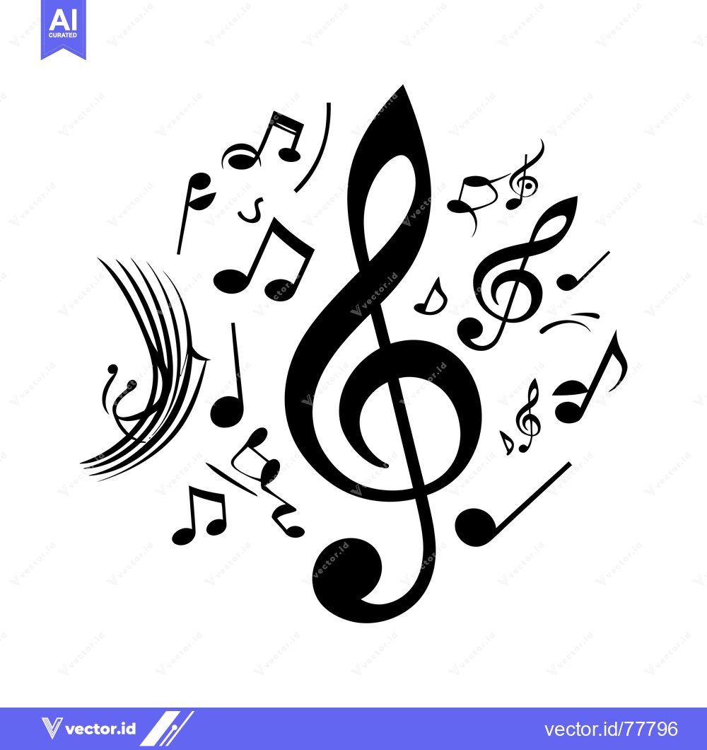 Premium Vector dari Treble Clef Surrounded by Musical Notes