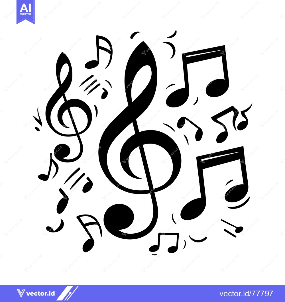Premium Vector of A large treble clef surrounded by smaller musical notes