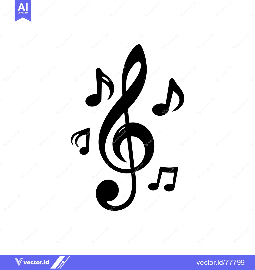 Premium Vector dari Black Treble Clef with Surrounding Musical Notes