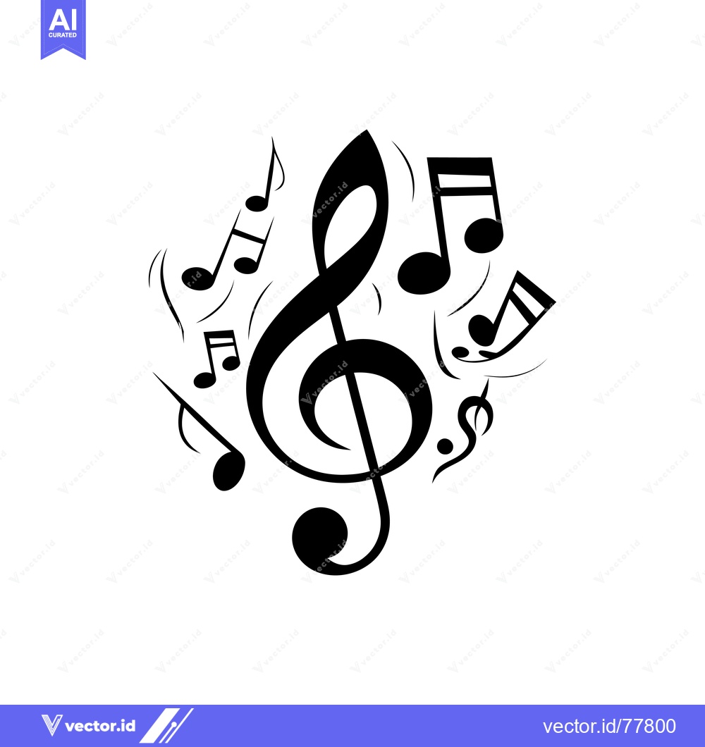 Premium Vector of A Treble Clef Surrounded by Music Notes