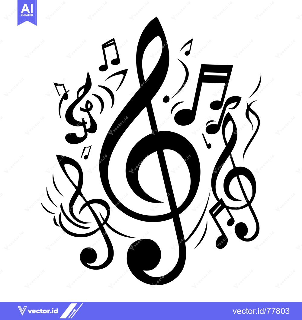 Premium Vector dari Treble Clef with Surrounding Musical Notes