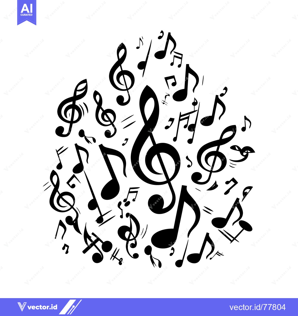 Premium Vector dari Black and White Cluster of Musical Notes