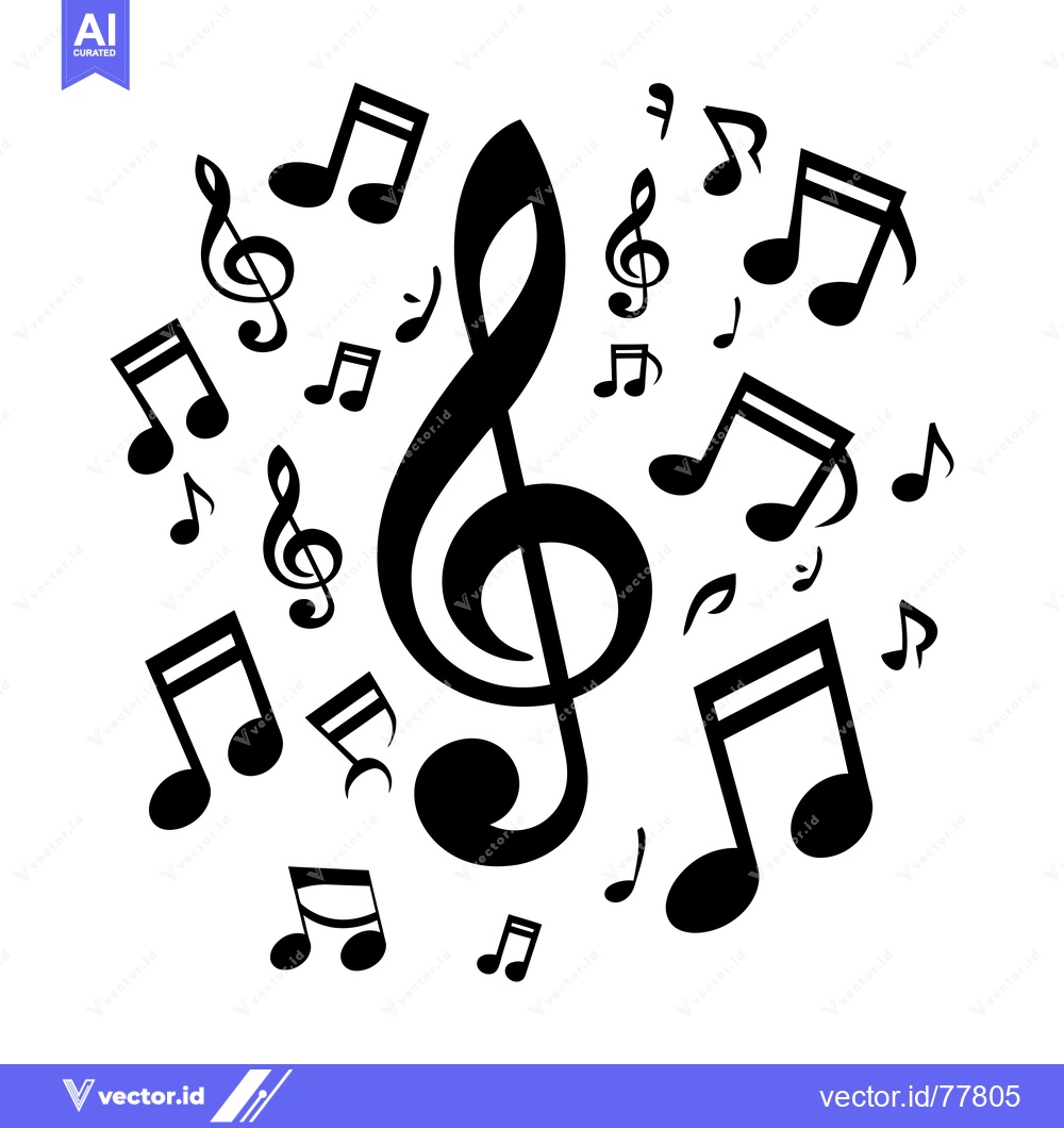 Premium Vector dari A treble clef surrounded by scattered musical notes