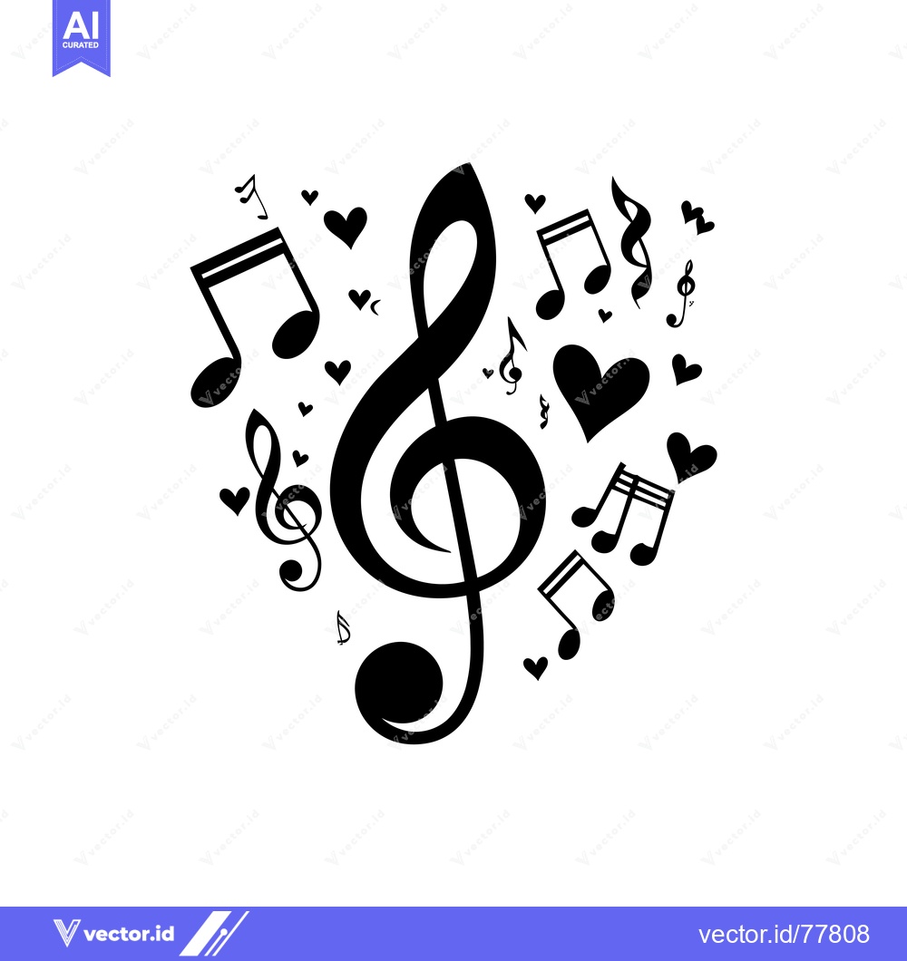 Premium Vector dari A Treble Clef Surrounded by Music Notes and Hearts