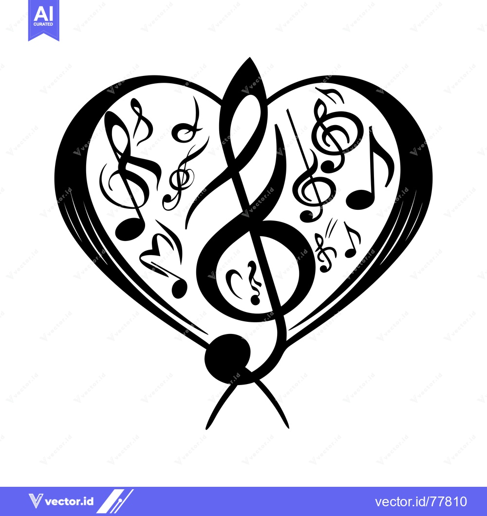 Premium Vector dari Heart-shaped musical note design with various music symbols