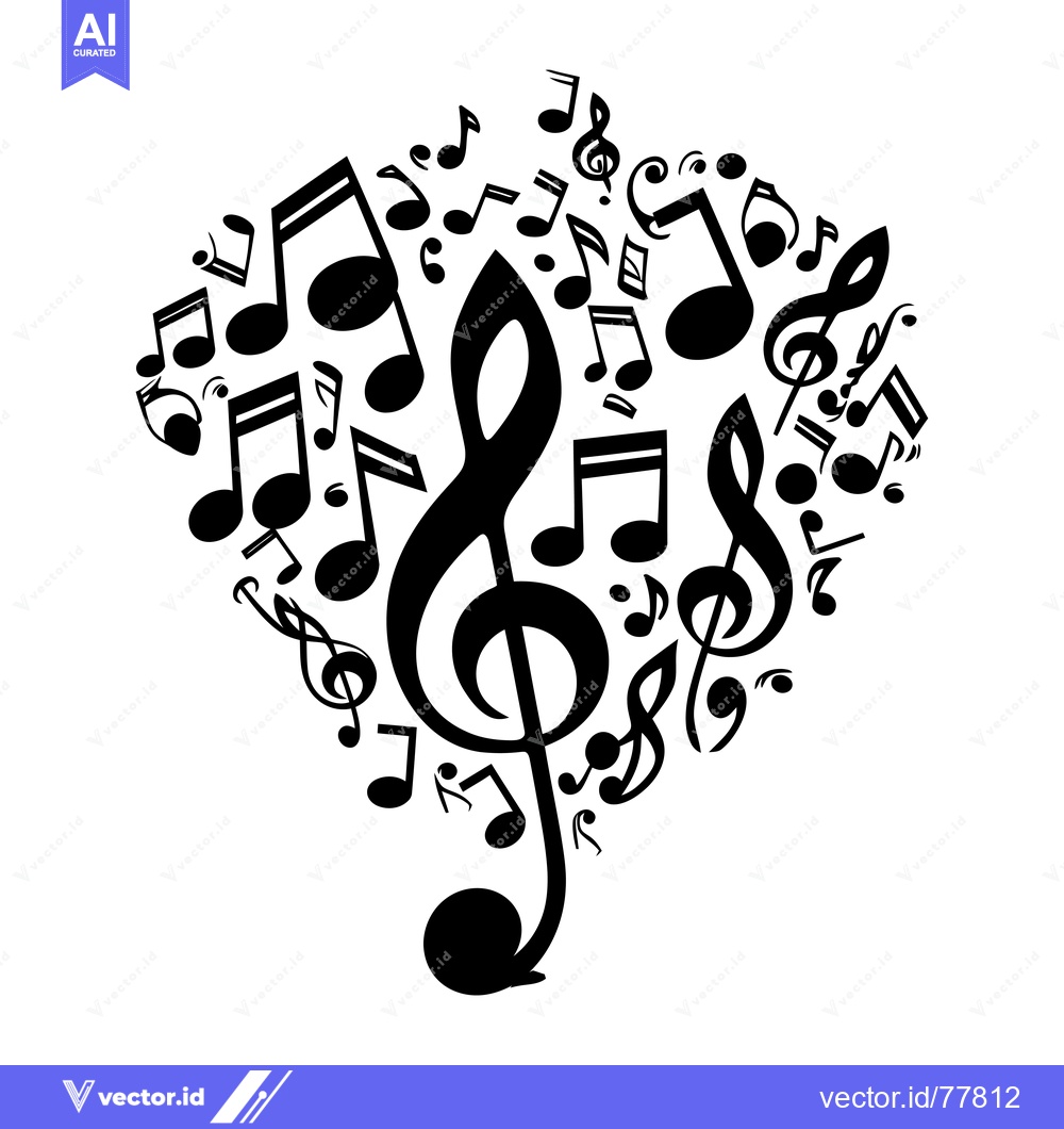 Premium Vector of A Heart-Shaped Cluster of Musical Notes with a Treble Clef