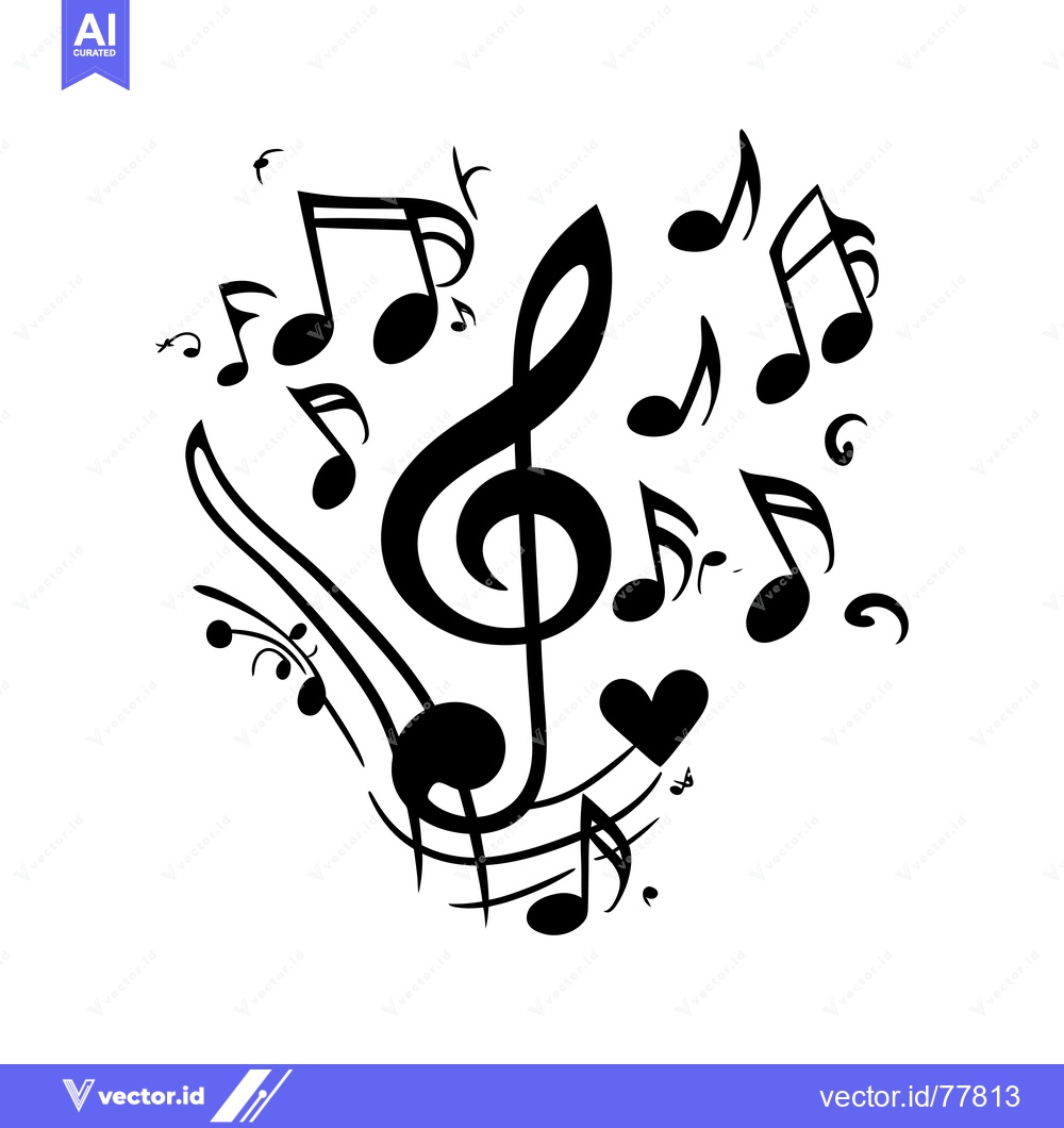 Premium Vector dari Treble Clef Surrounded by Musical Notes and Hearts