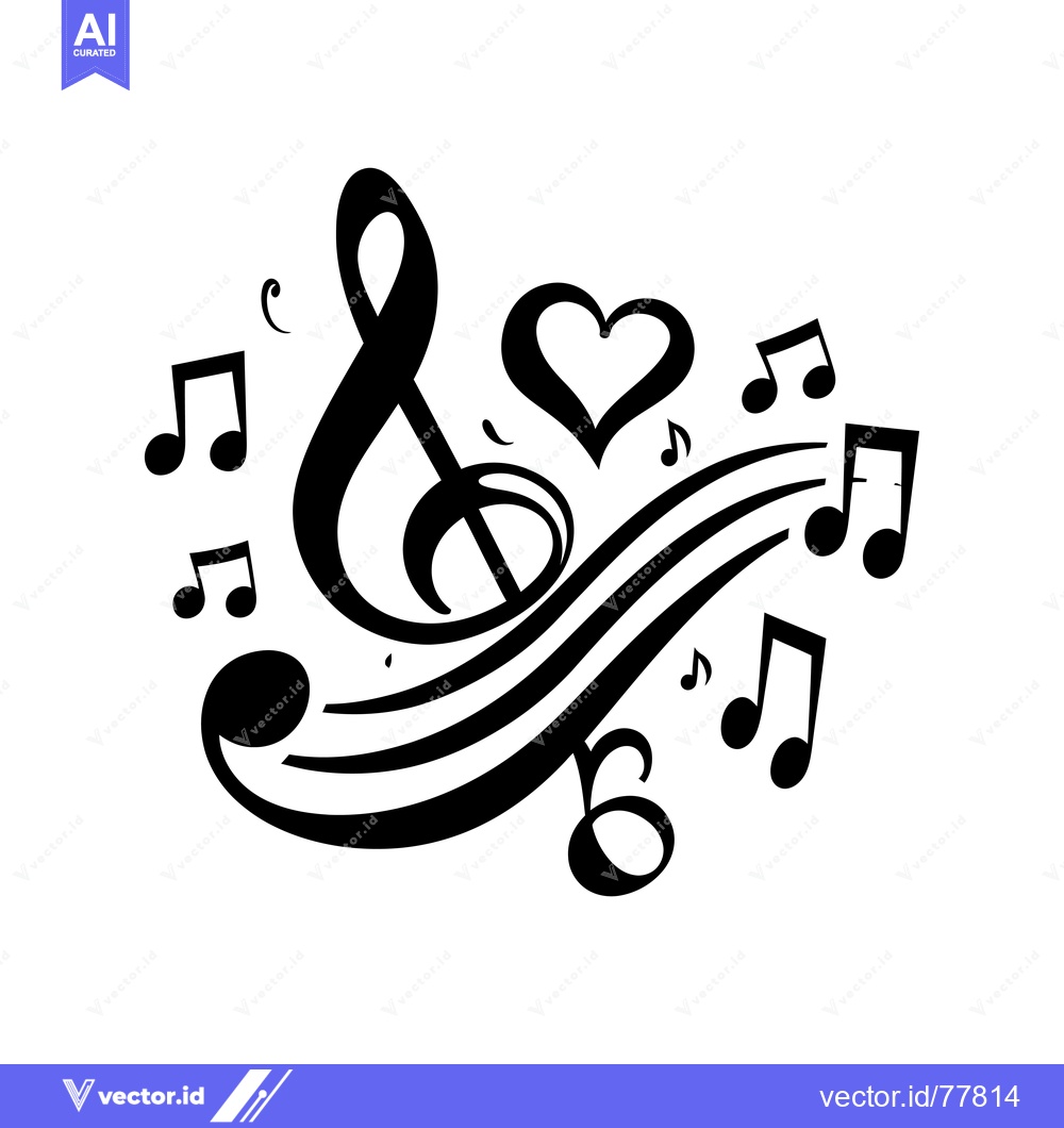 Premium Vector dari A treble clef with musical notes and a heart
