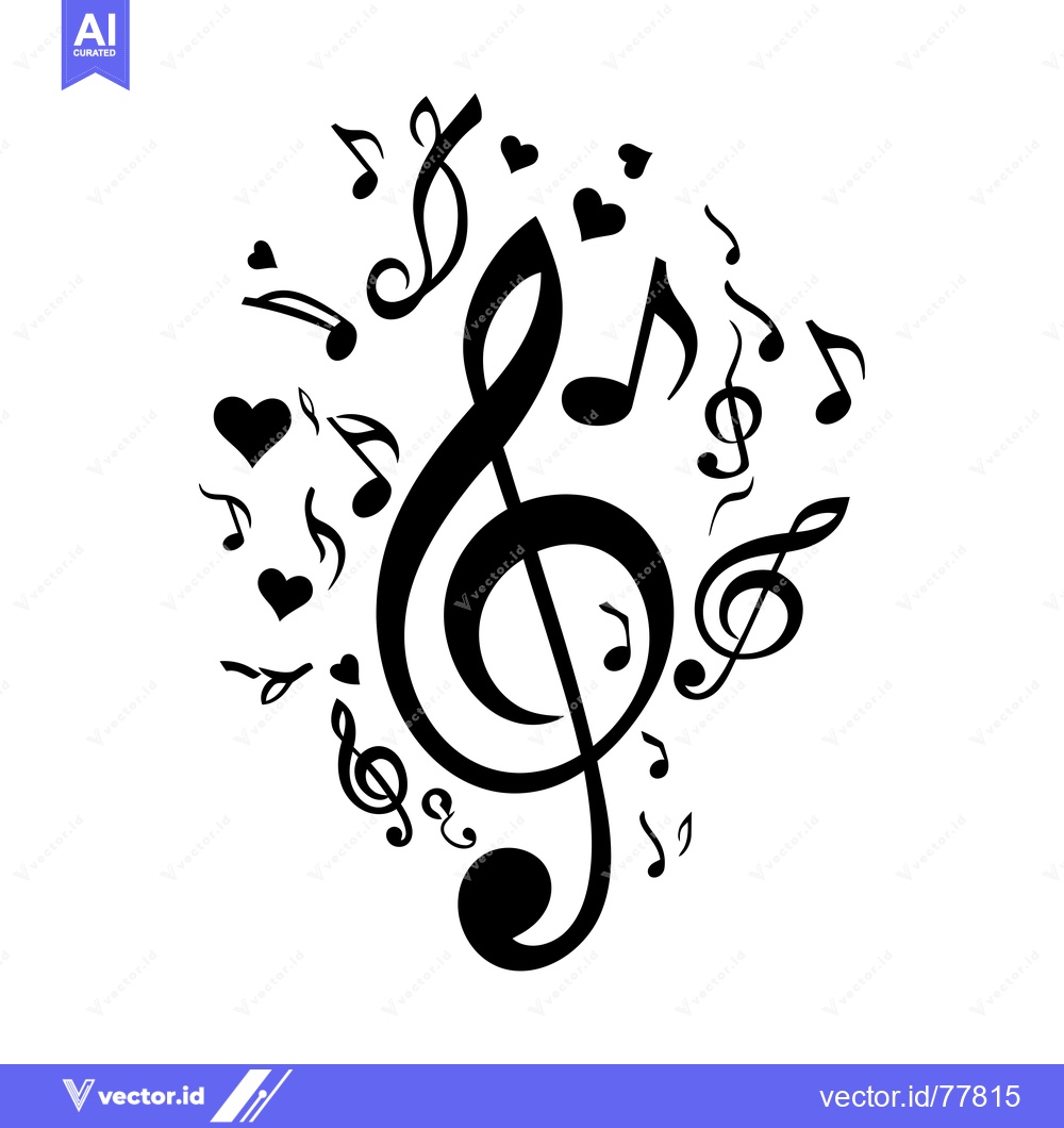 Premium Vector of Treble Clef Surrounded by Musical Notes and Hearts