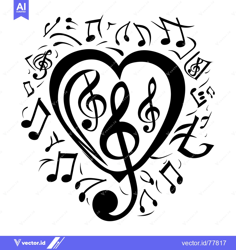 Premium Vector dari A Heart Formed By Music Notes