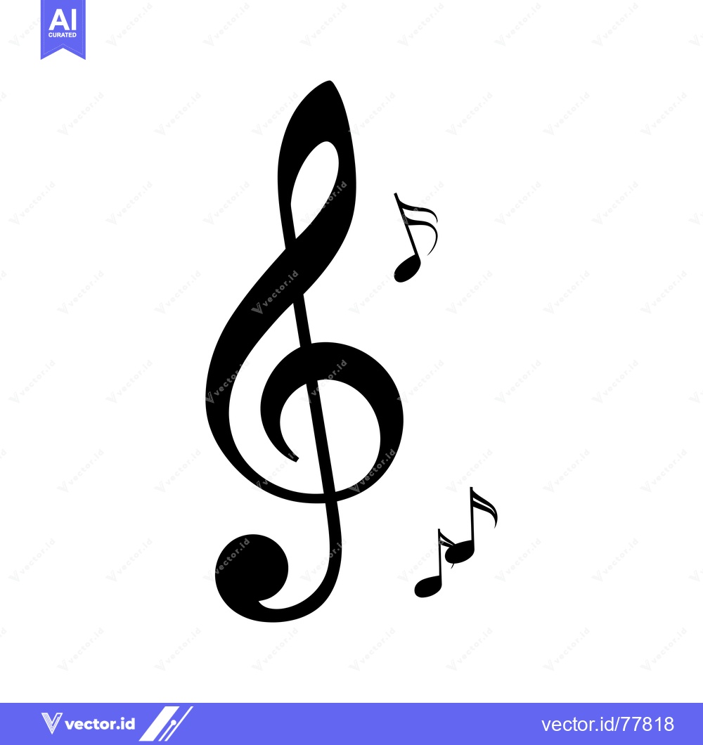 Premium Vector of Treble Clef Symbol with Two Music Notes