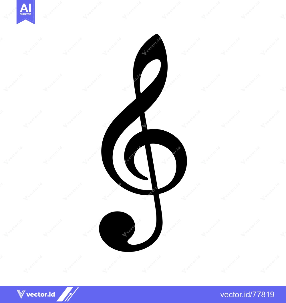 Premium Vector dari A Black and White Treble Clef Symbol