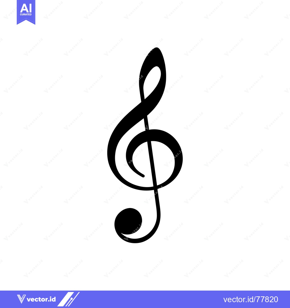 Premium Vector dari A Black and White Treble Clef Symbol