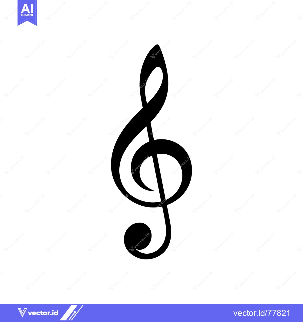 Premium Vector dari A Black and White Treble Clef Symbol