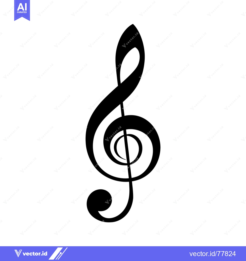 Premium Vector dari A Black and White Treble Clef Music Symbol