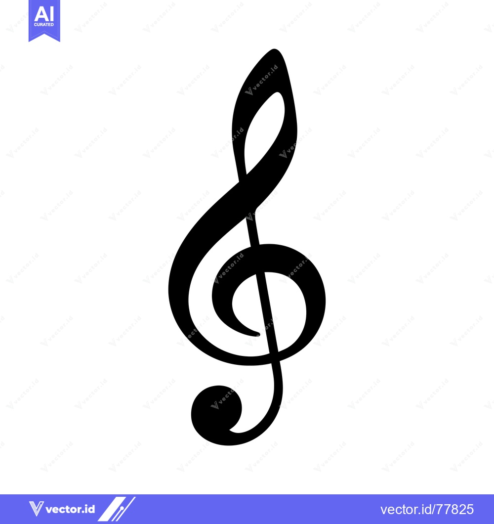 Premium Vector of Black and white stylized treble clef symbol