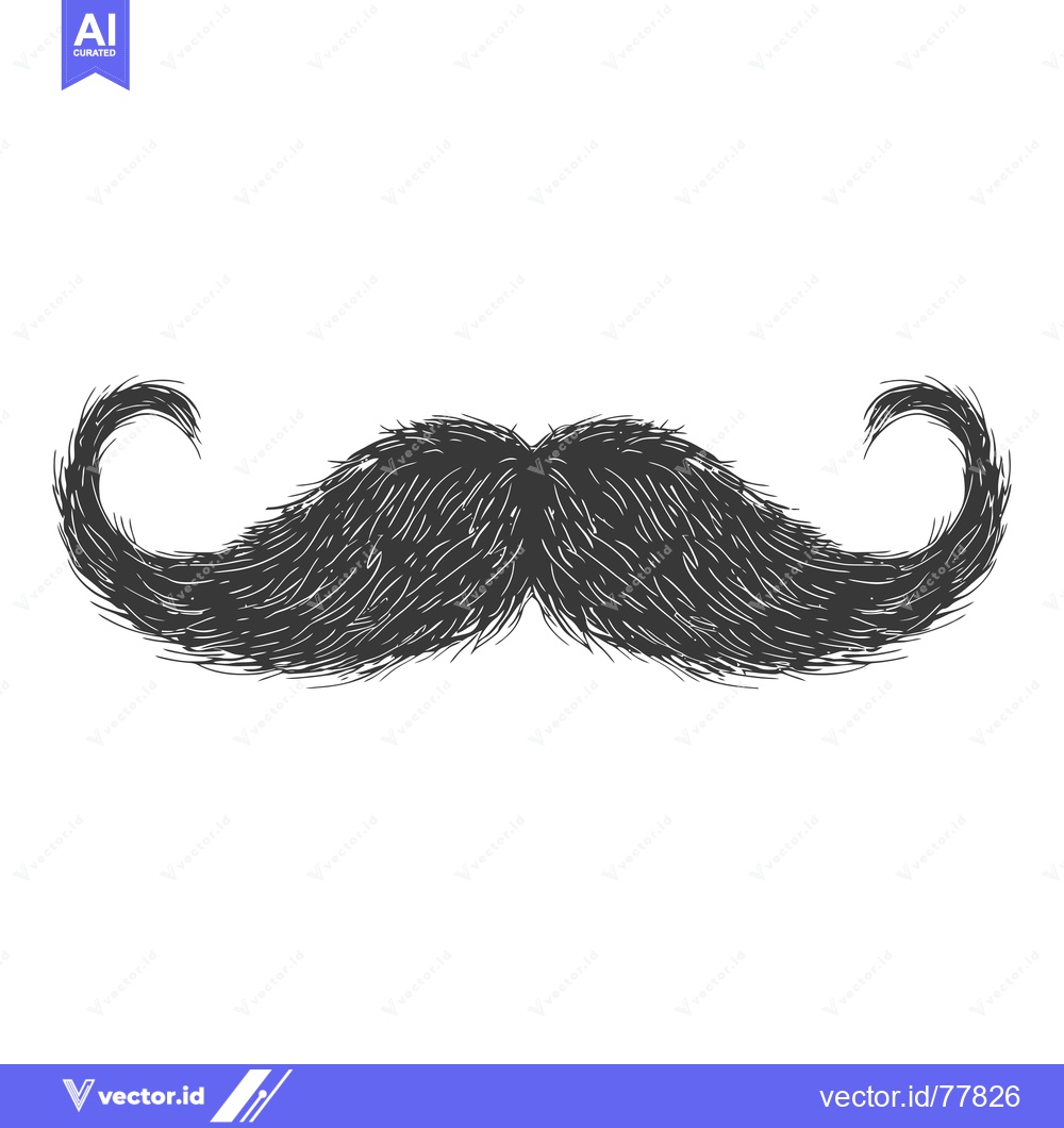 Premium Vector of Hand-Drawn Illustration of a Thick, Curly Mustache