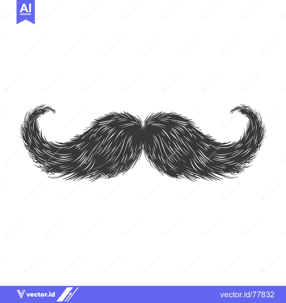 Premium Vector dari Hand-drawn Illustration of a Black and White Mustache