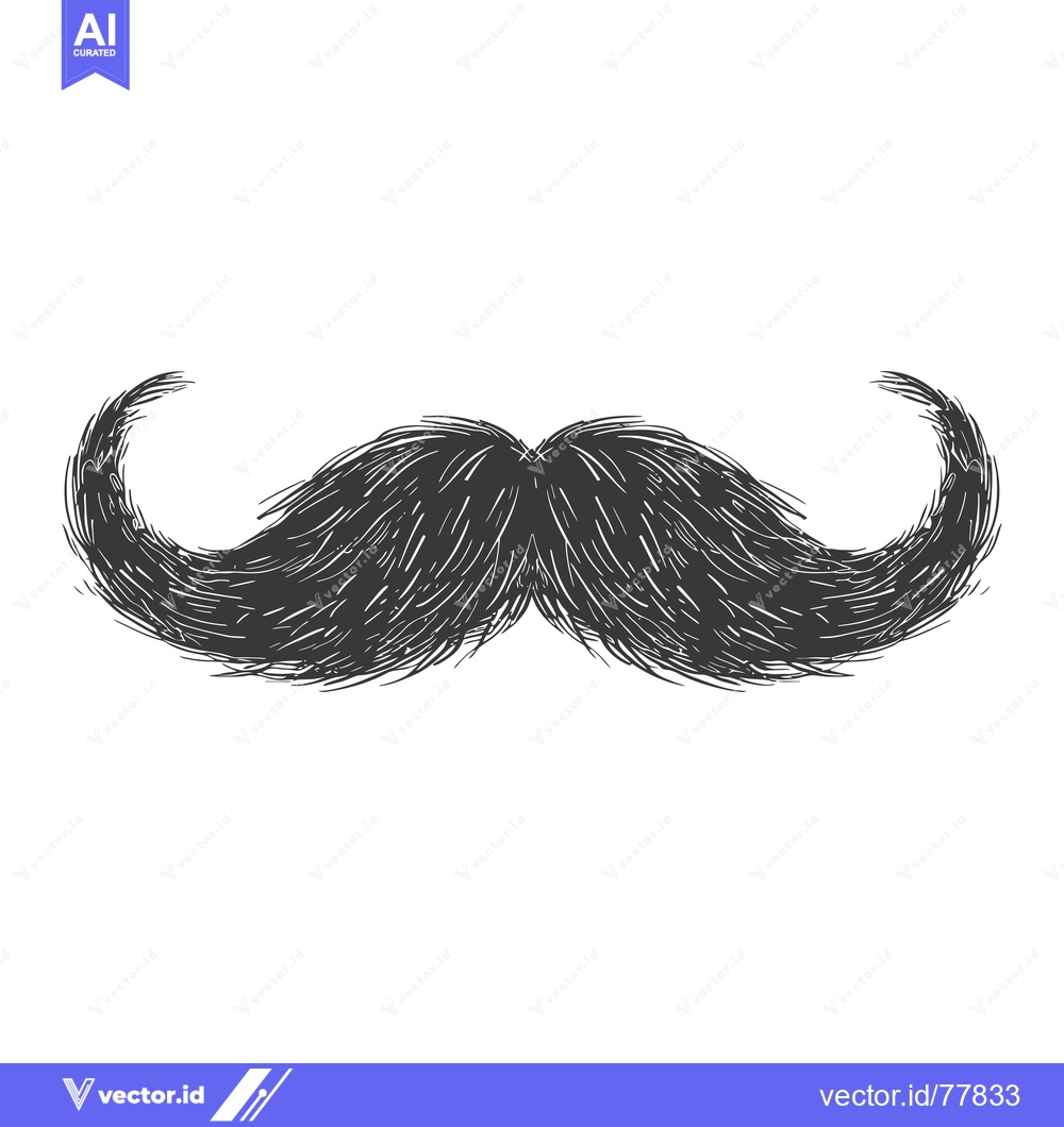 Premium Vector dari Hand-drawn sketch of a thick, curly mustache