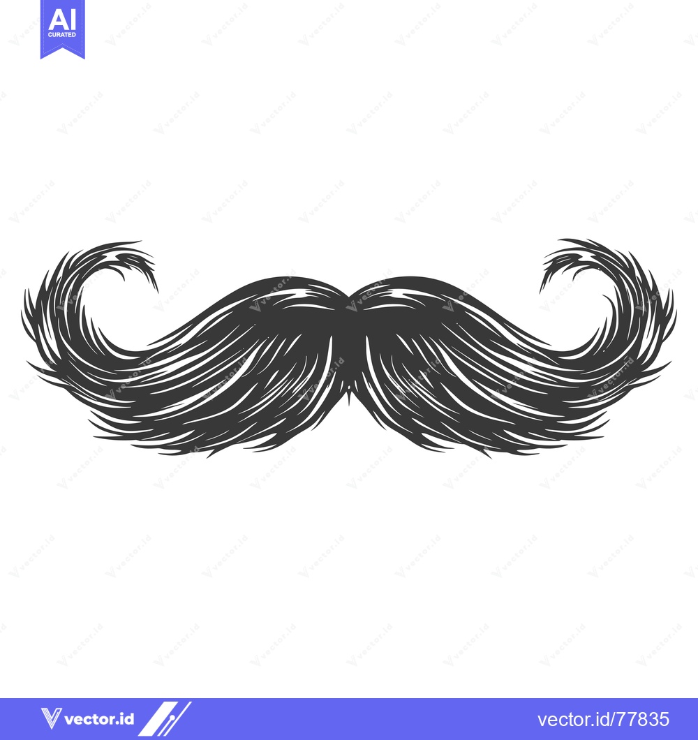 Premium Vector dari A Hand-Drawn Illustration of a Thick Black Mustache