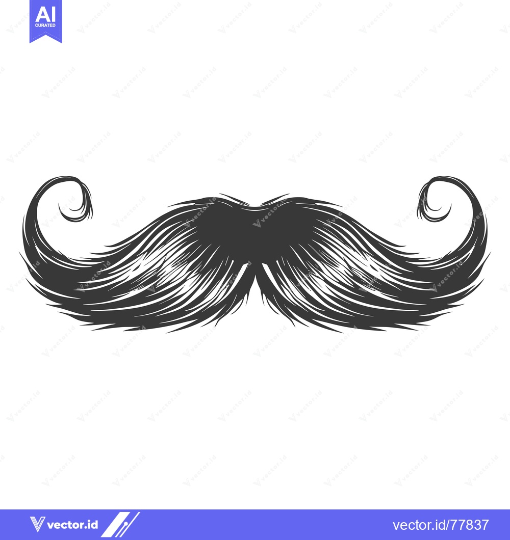 Premium Vector dari Hand-Drawn Illustration of a Thick Black Mustache with Swirling Ends