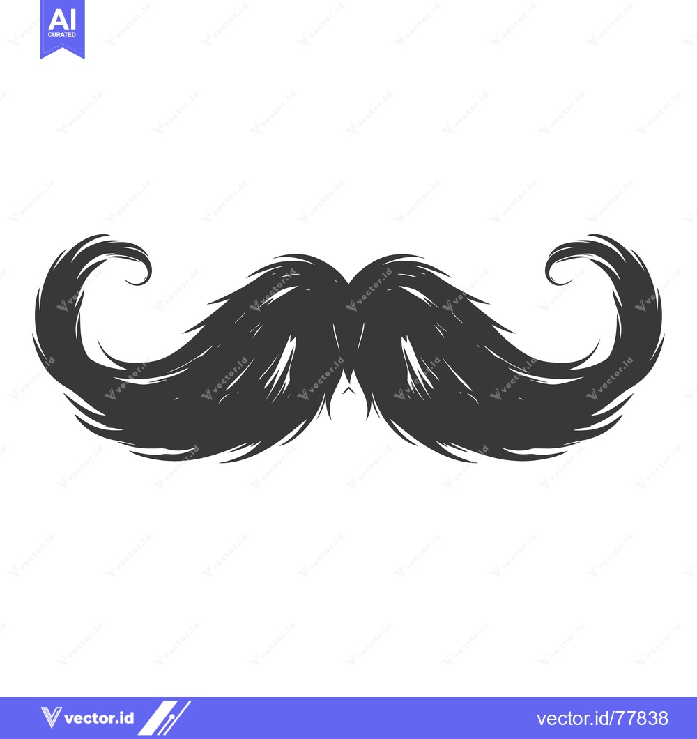 Premium Vector of Hand-Drawn Illustration of a Thick, Curly Mustache