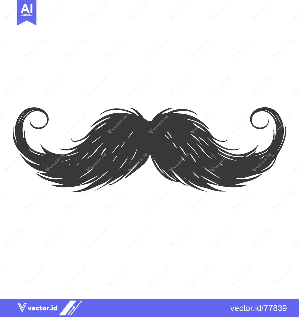 Premium Vector dari Hand-drawn illustration of a thick, curly mustache