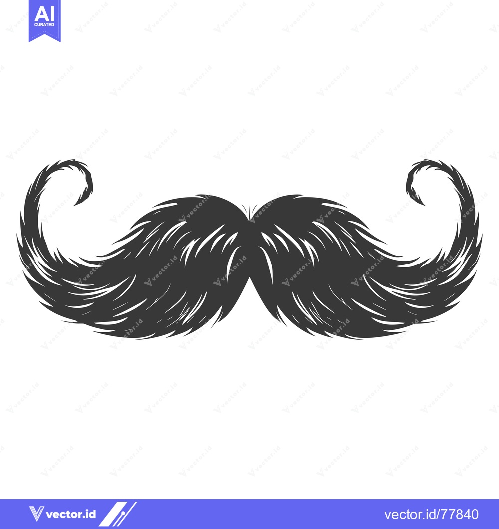 Premium Vector of A Hand-Drawn Illustration of a Thick, Swirled Mustache