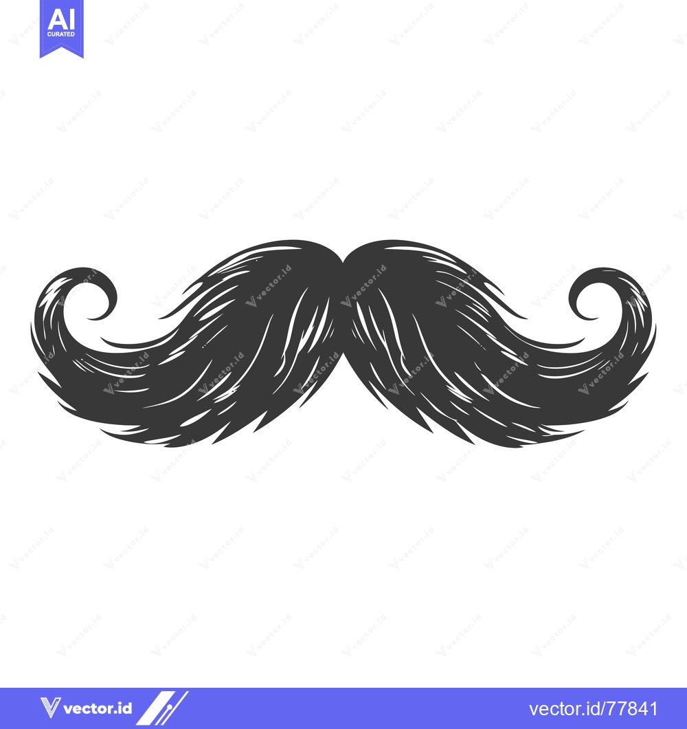 Premium Vector of Hand-Drawn Illustration of a Black and White Mustache