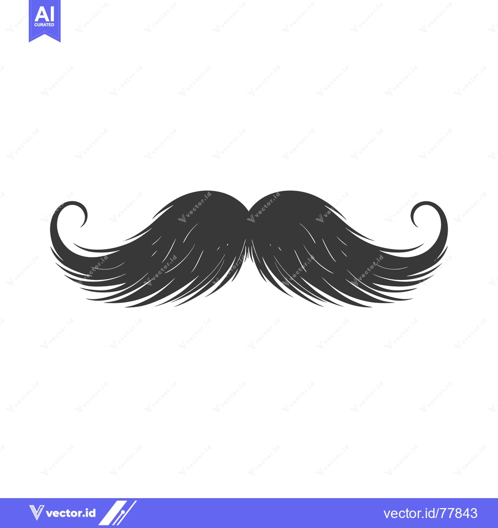 Premium Vector dari A Black and White Illustration of a Curled Mustache