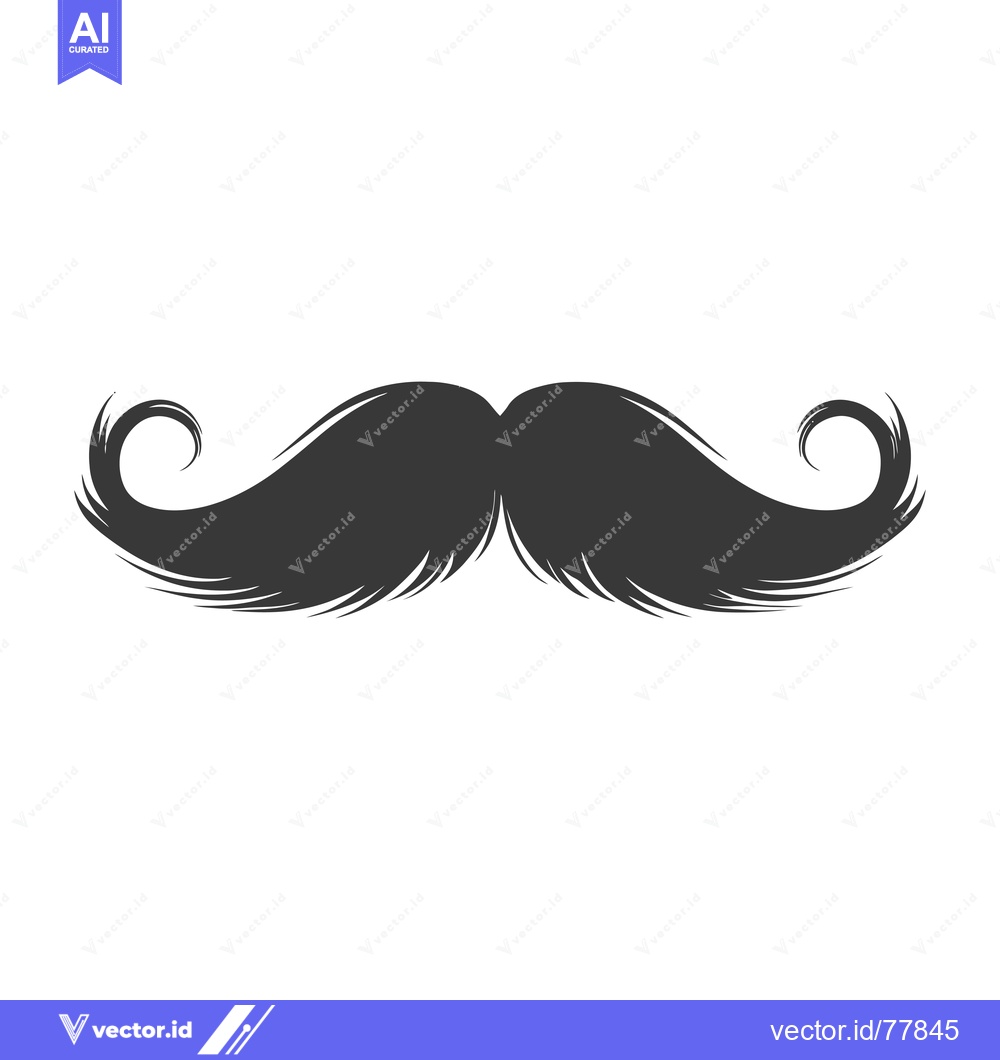 Premium Vector of Black and White Illustration of a Swirly Mustache