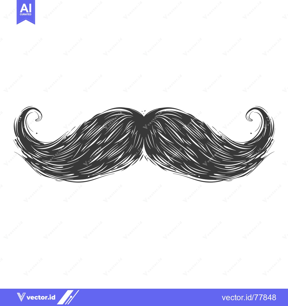 Premium Vector dari A Hand-Drawn Black and White Illustration of a Mustache