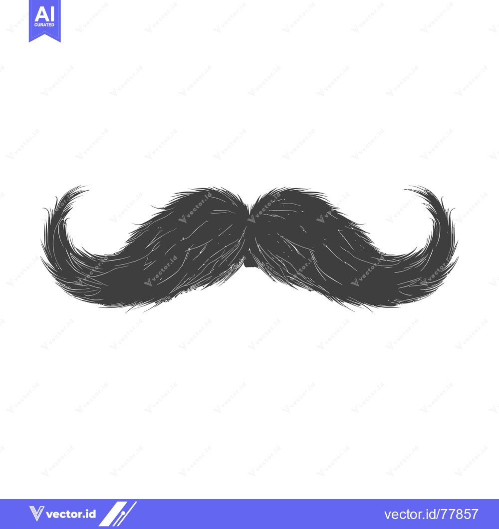 Premium Vector of A Hand-Drawn Illustration of a Black and White Mustache