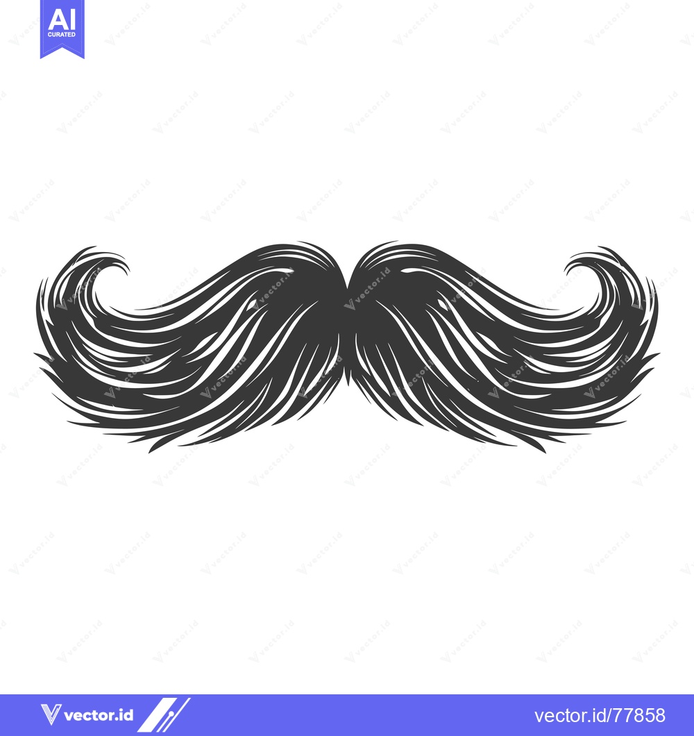 Premium Vector of Black and white illustration of a thick handlebar mustache