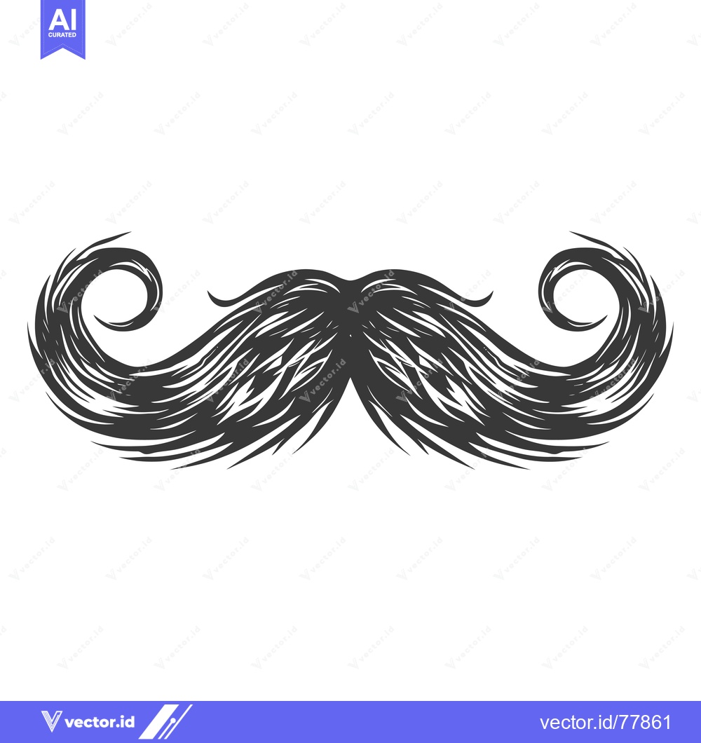 Premium Vector dari Hand-Drawn Sketch of a Twisted and Thick Black Mustache