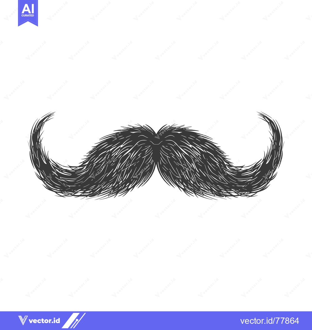 Premium Vector of A Hand-Drawn Illustration of a Thick Black Mustache