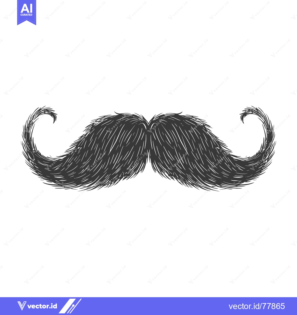 Premium Vector of Hand-drawn illustration of a black and white handlebar mustache