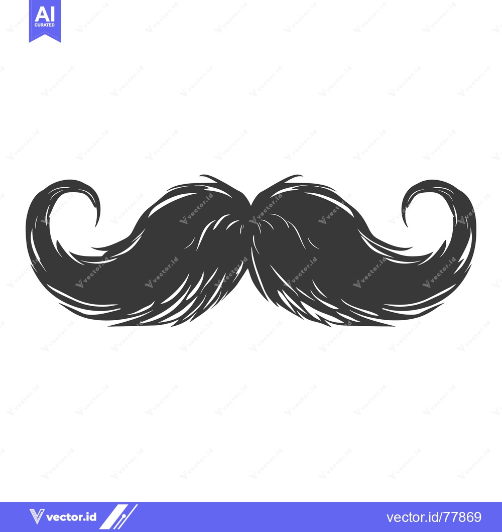Premium Vector of Hand-Drawn Black and White Illustration of a Mustache