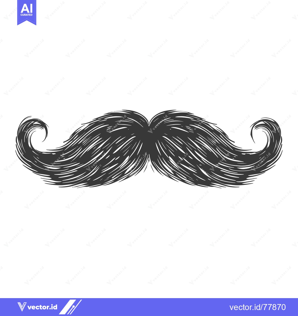 Premium Vector dari Hand-drawn illustration of a thick, curly mustache