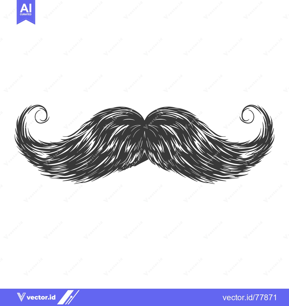 Premium Vector of Hand-drawn illustration of a thick, curly mustache