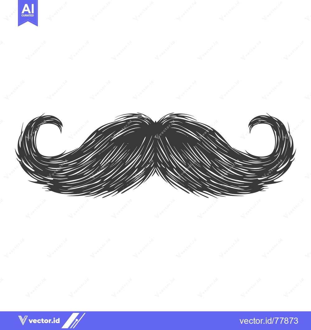 Premium Vector dari Hand-Drawn Illustration of a Black and White Mustache
