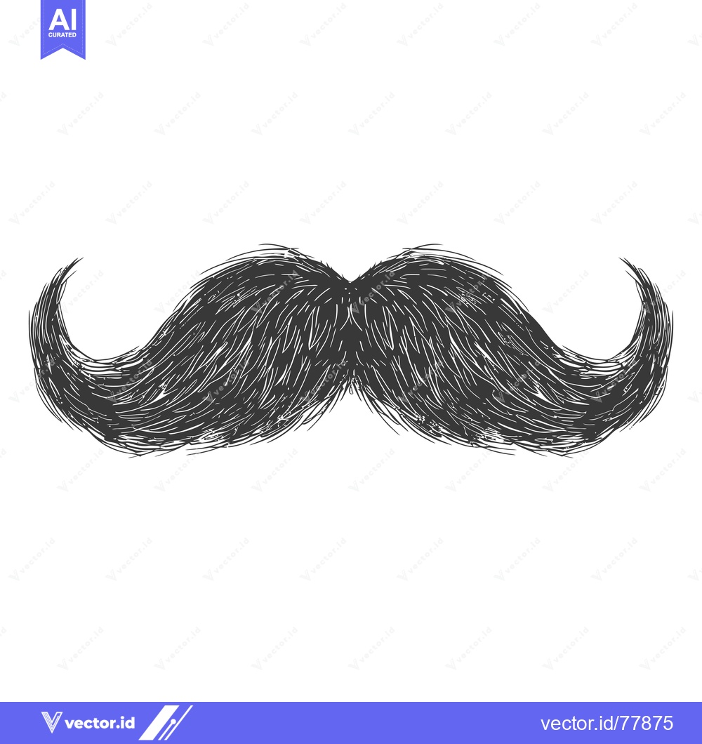 Premium Vector of Hand-Drawn Sketch of a Large, Full, Black Mustache