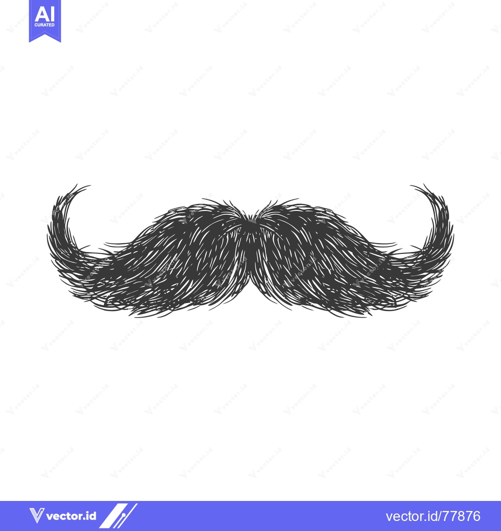 Premium Vector dari A Hand-Drawn Illustration of a Black and White Mustache
